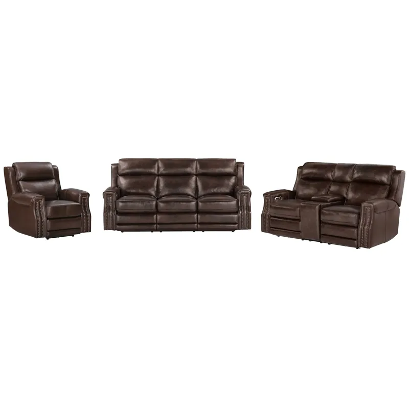Hensley Smooth Espresso Power Reclining Sofa Loveseat and Recliner