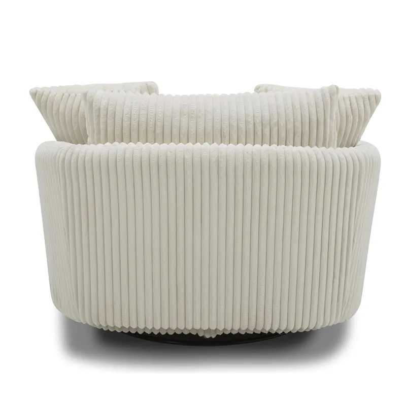 Boomer Mega Ivory Large Swivel Chair with 2 Toss Pillows Two Pack