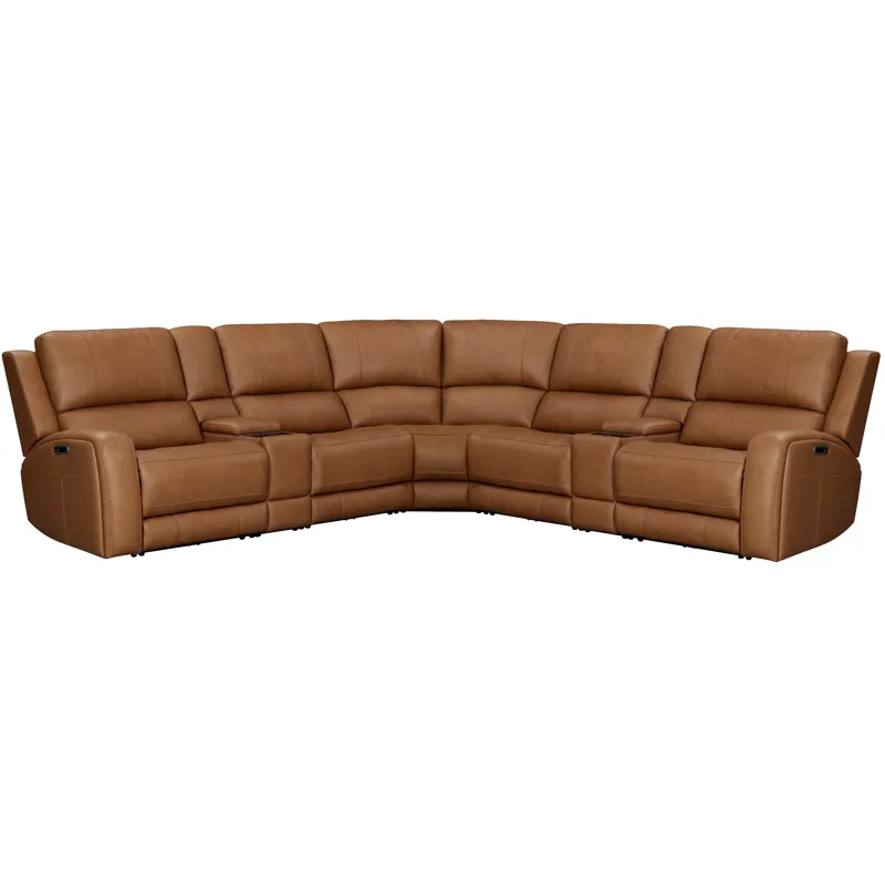 Belmont Lyric Caramel 7 Piece Zero Gravity Power Reclining Sectional with Power Adjustable Headrests