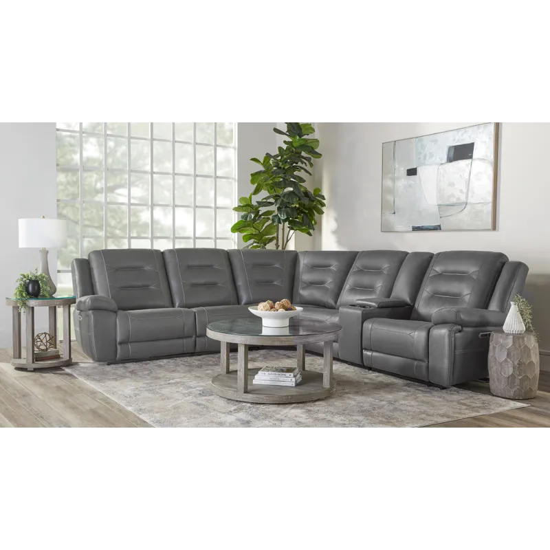 Caldwell Tahoe Fog 6 Piece Modular Power Reclining Sectional with Power Adjustable Headrests