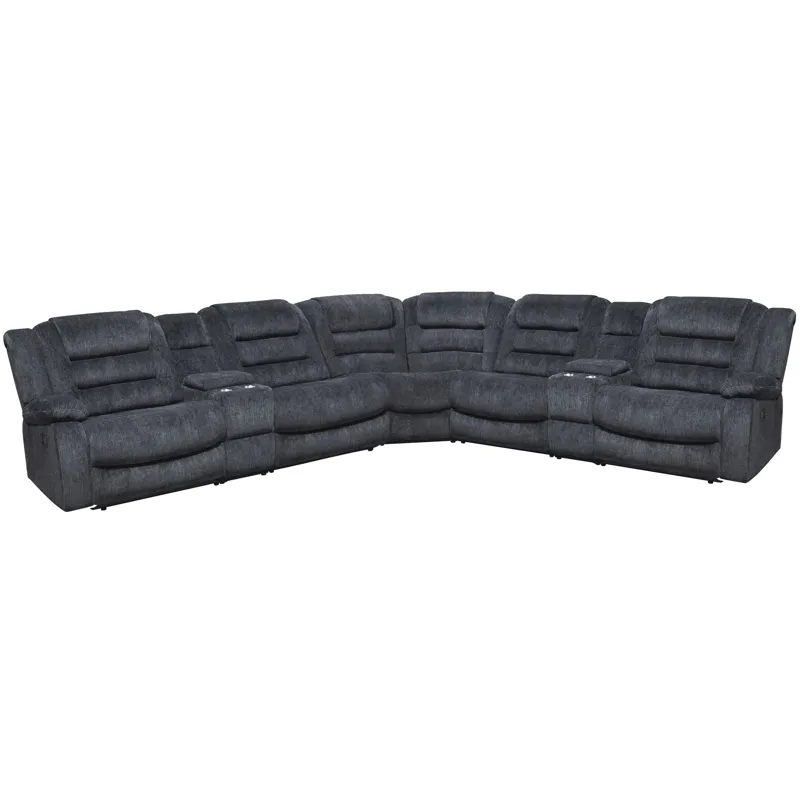 Bolton Misty Storm 7 Piece Modular Reclining Sectional and Entertainment Console