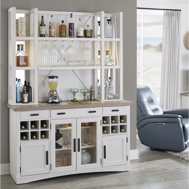 Americana Modern Dining 66 inch Buffet and Hutch with Quartz Insert
