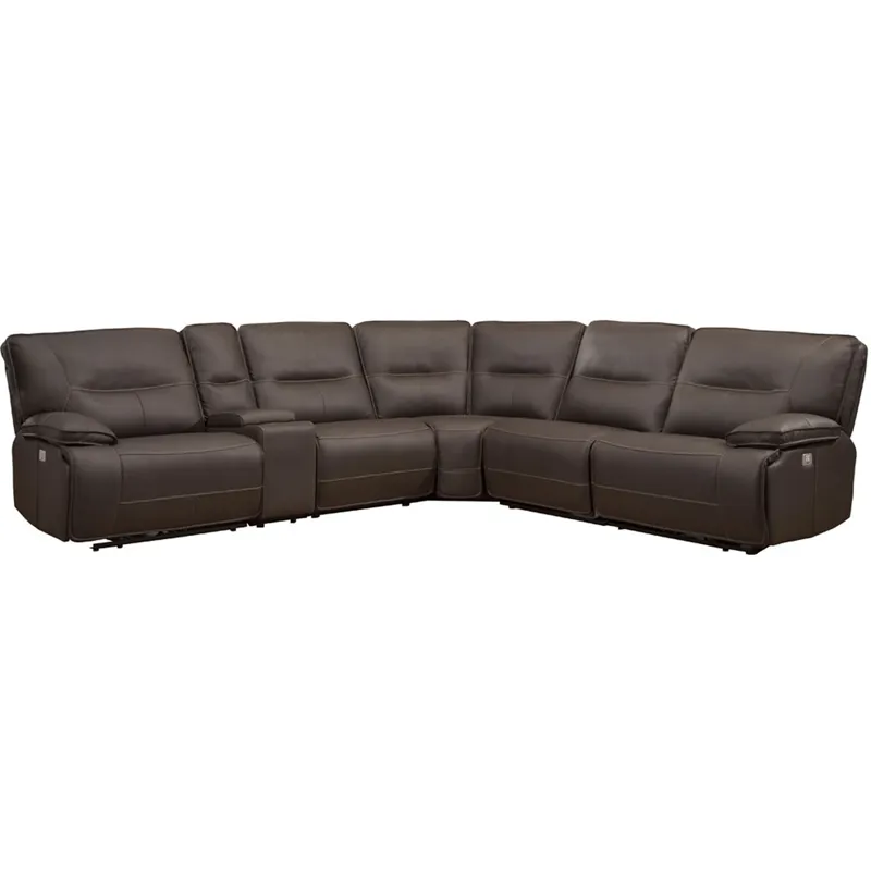Spartacus Chocolate 6 Piece Modular Power Reclining Sectional with Power Adjustable Headrests