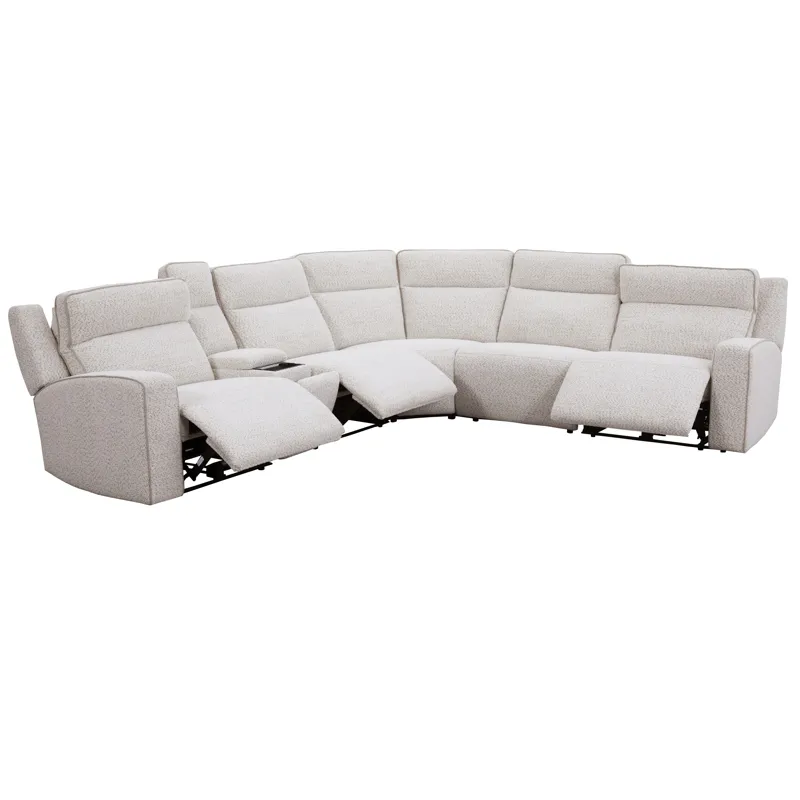 Lancaster Fluffy River Rock 6 Piece Zero Gravity Power Reclining Sectional with Power Adjustable Hea