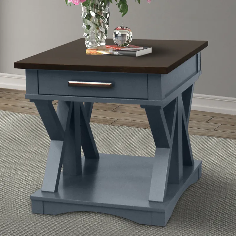 Americana Modern Denim Cocktail Table with 2 End Tables