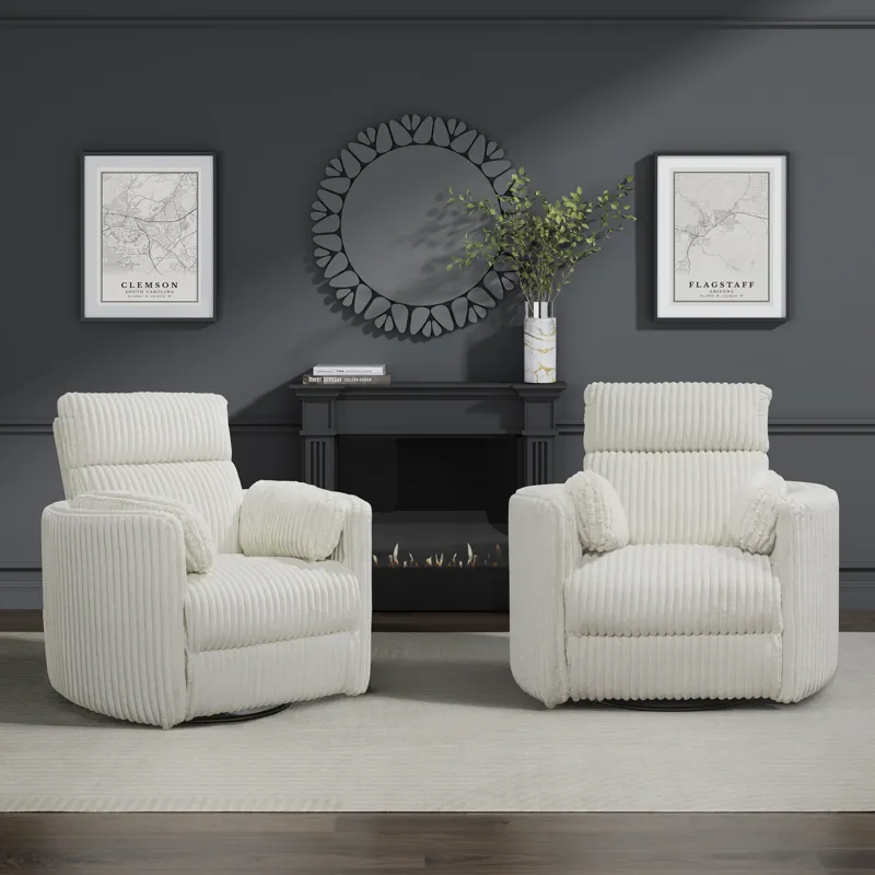 Radius Mega Ivory Power Swivel Glider Recliner Two Pack