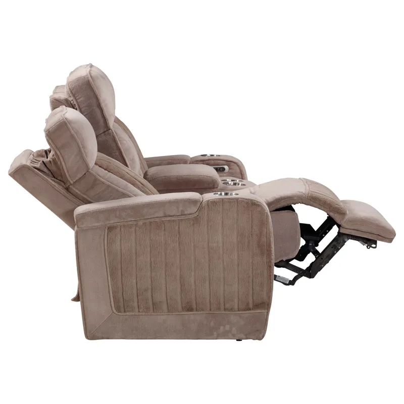 Equinox Mushroom Power Reclining Console Loveseat