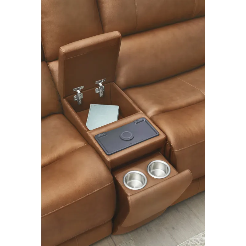 Belmont Lyric Caramel Entertainment Tilt Console with Wireless Charger
