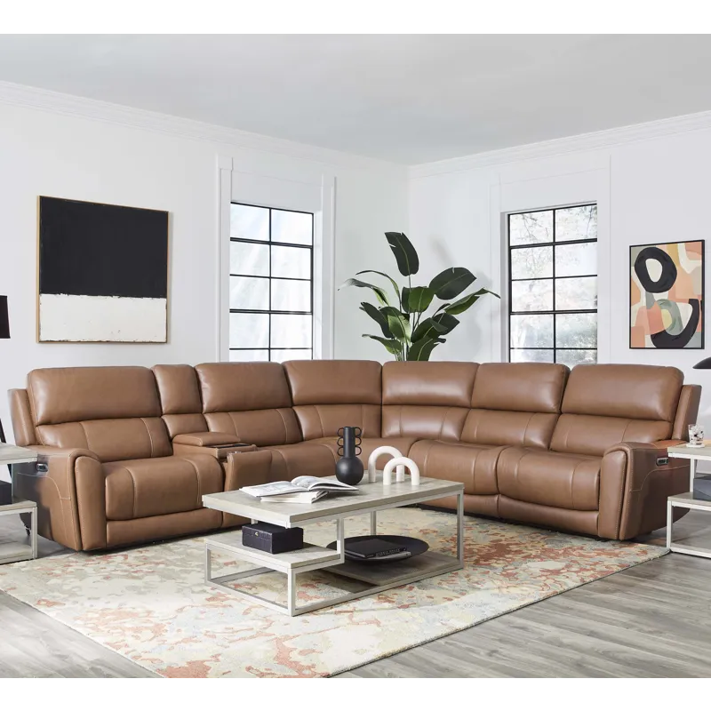 Hancock Apple Cider 6 Piece Zero Gravity Power Reclining Sectional with Power Adjustable Headrests
