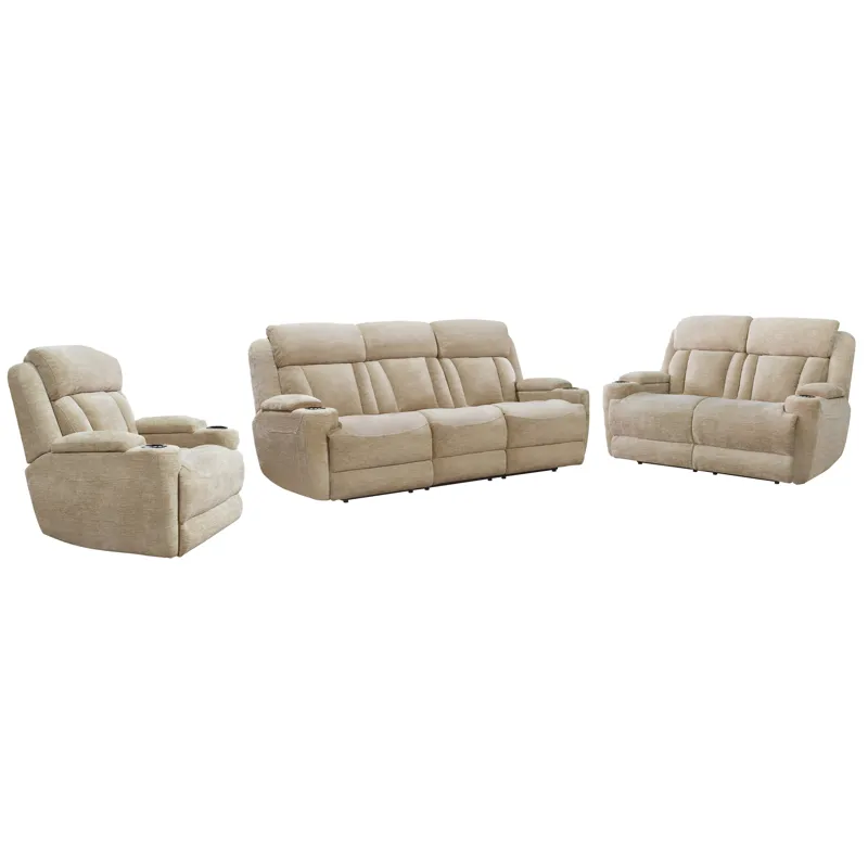Dalton Lucky Fawn Power Reclining Sofa Loveseat and Recliner