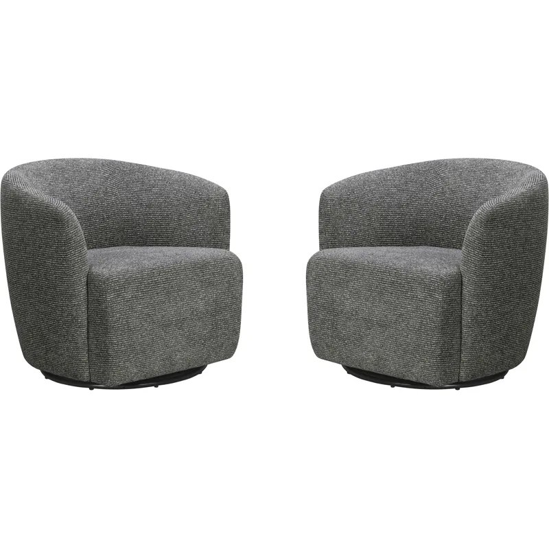 Mingle Thatch Black Swivel Glider Accent Chair Two Pack