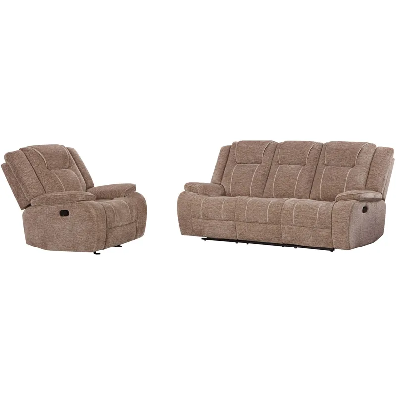 Bruno Plush Tobacco Manual Sofa and Recliner