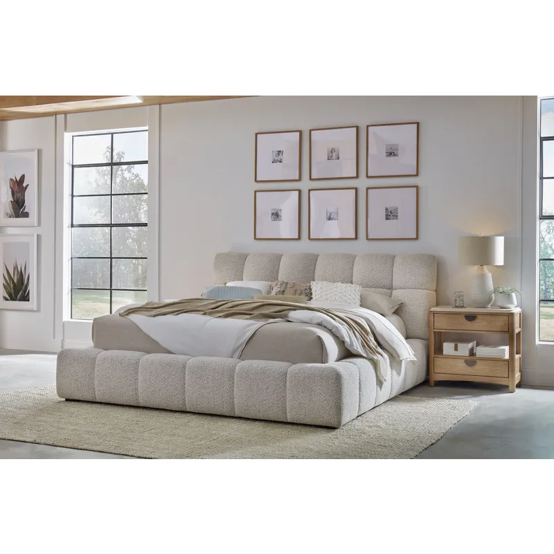 Escape Bedroom King Upholstered Bed and Nightstand