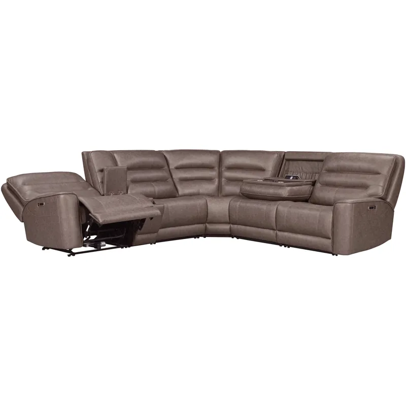 Lawson Sydney Brunette 6 Piece Modular Zero Gravity Power Reclining Sectional with Adjustable Headrests