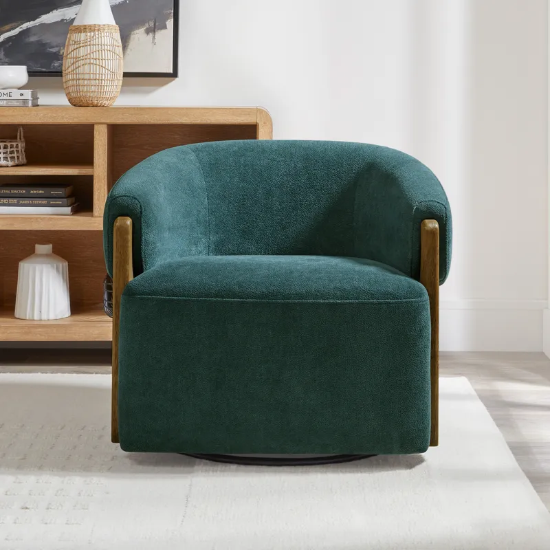Finley Island Teal Swivel Accent Chair Two Pack