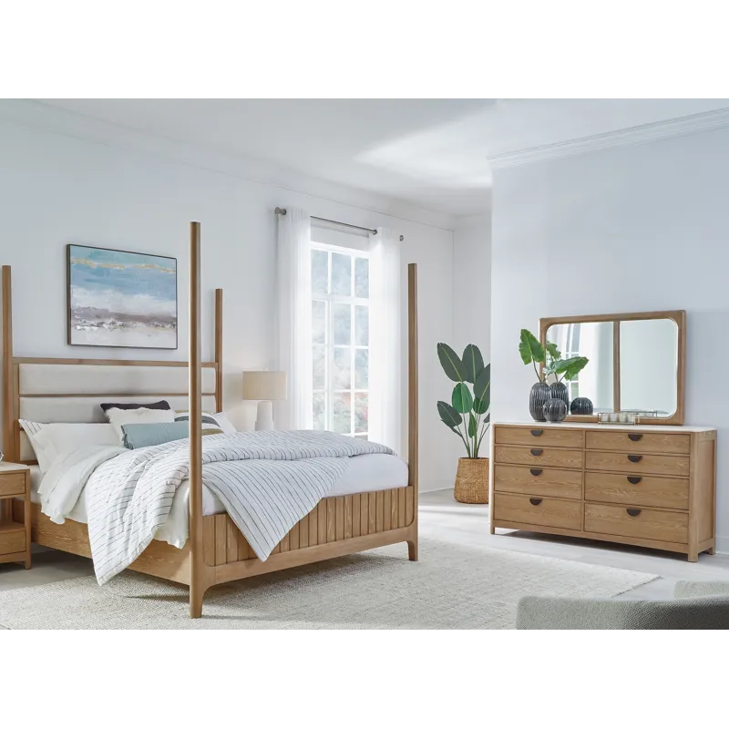 Escape Bedroom King Poster Bed with Dresser and Mirror