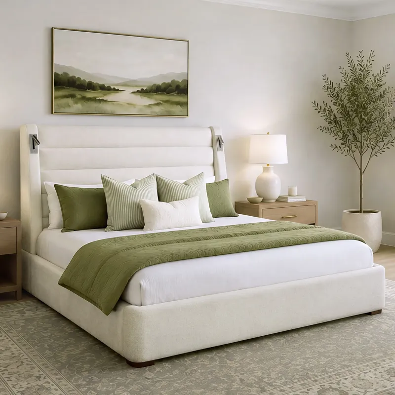 Giorgio Dreamy Linen Queen Bed with Speakers