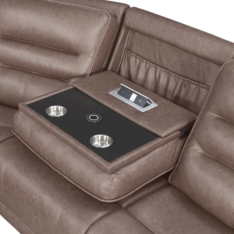 Lawson Sydney Brunette 6 Piece Modular Zero Gravity Power Reclining Sectional with Adjustable Headrests