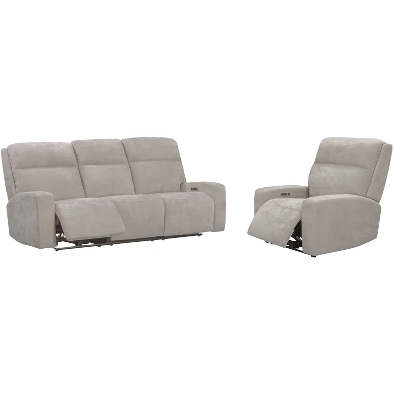 Traxton Jasper Taupe Power Zero Gravity Sofa and Recliner