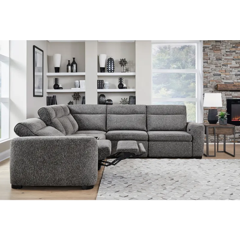 Kline Nightfall 6 Piece Power Reclining Sectional with Extension Footrests