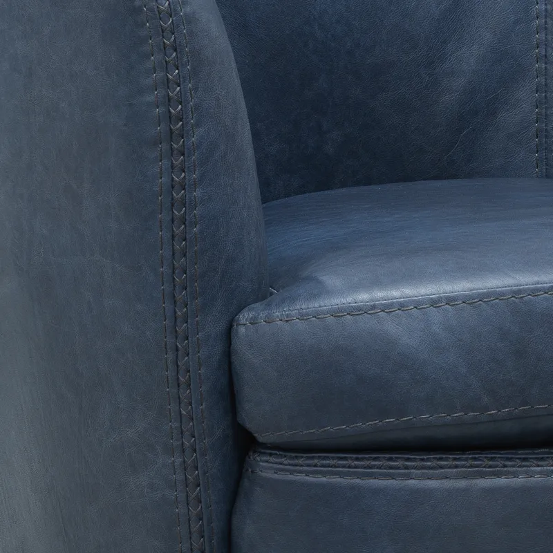 Barolo Vintage Navy 100% Italian Leather Swivel Club Chair Two Pack