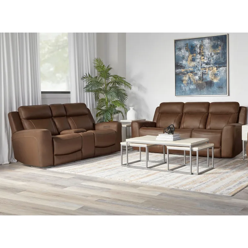 Calgary Autumn Umber Power Reclining Sofa and Loveseat