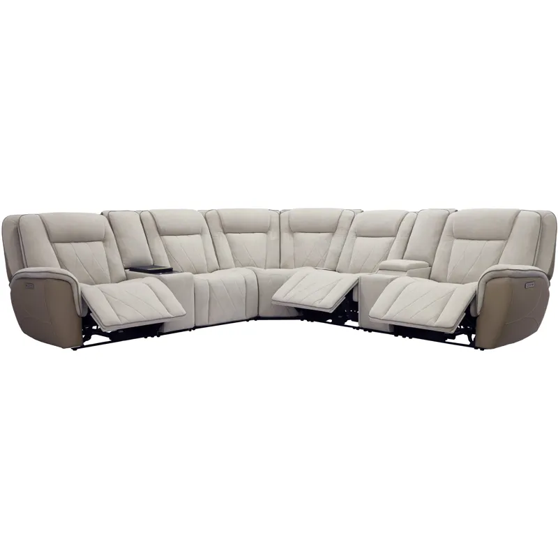 Ian Luxe Mocha 7 Piece Modular Zero Gravity Power Reclining Sectional