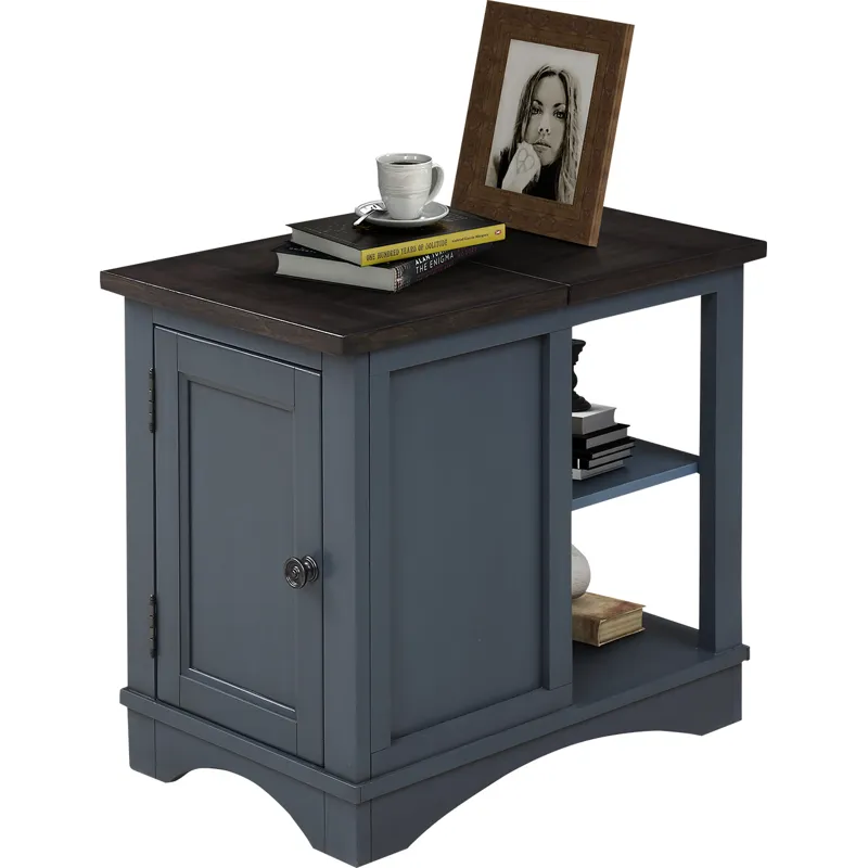 Americana Modern Denim Cocktail Table with 2 Chairside Tables