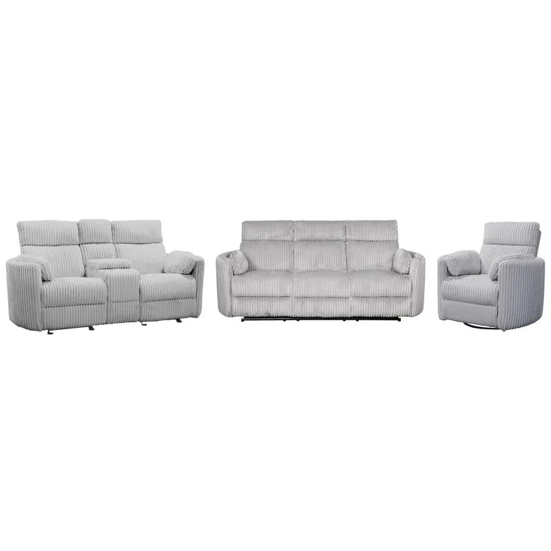 Radius Mega Grey Power Reclining Sofa Loveseat and Recliner