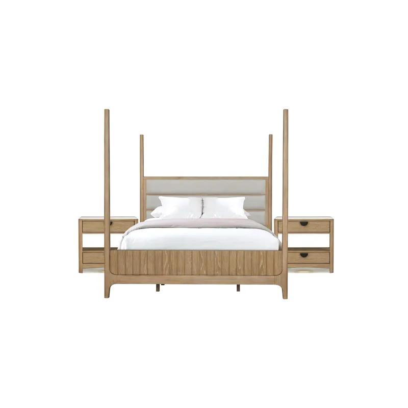 Escape Bedroom King Poster Bed with 2 Nightstands