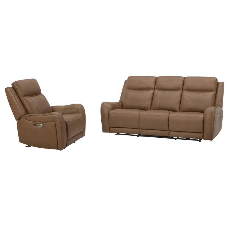 Haywood Butternut Power Reclining Sofa and Recliner