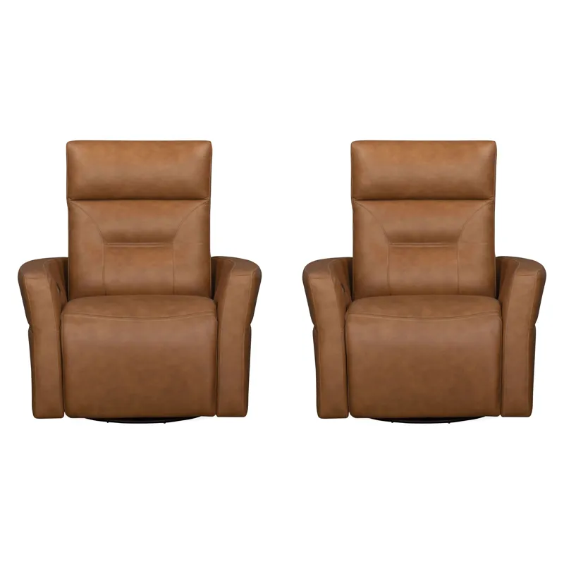 Remmington Vintage Caramel Power Swivel Glider Recliner P2 Two Pack