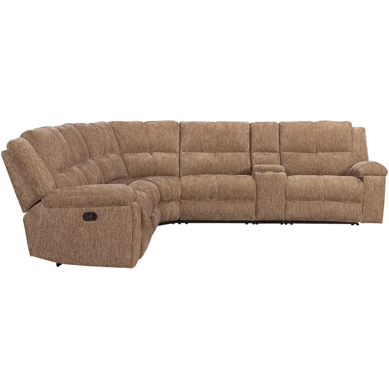Bronco Plush Tobacco 6 Piece Modular Manual Reclining Sectional