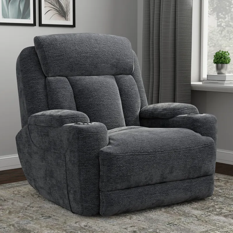 Dalton Lucky Charcoal Power Reclining Sofa Loveseat and Recliner