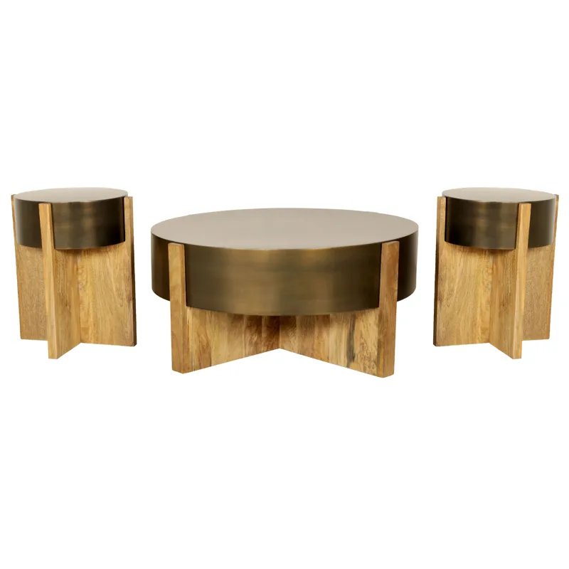 Aspen 42 Inch Round Cocktail Table with 2 End Tables
