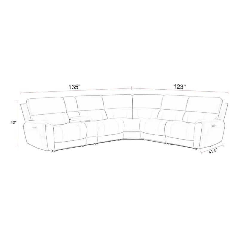 Hancock Apple Cider 6 Piece Zero Gravity Power Reclining Sectional with Power Adjustable Headrests