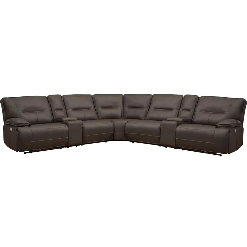 Spartacus Chocolate 7 Piece Modular Power Reclining Sectional with Power Adjustable Headrests