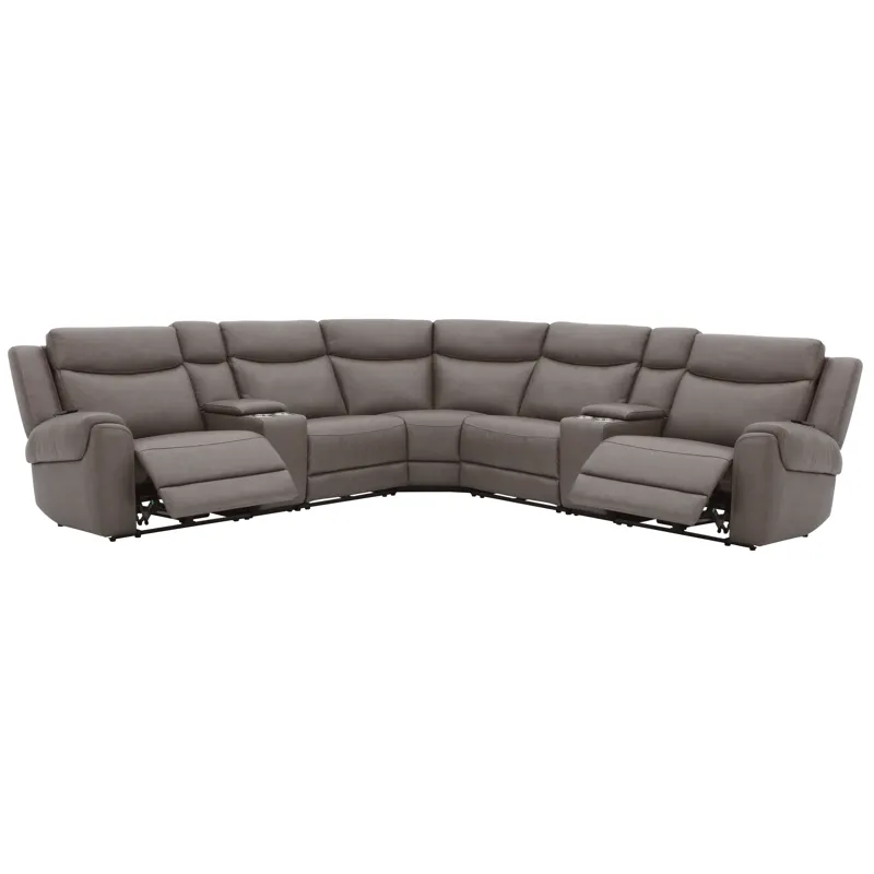 Momentum Dark Granite 7 Piece Modular Power Reclining Sectional with Power Adjustable Headrests