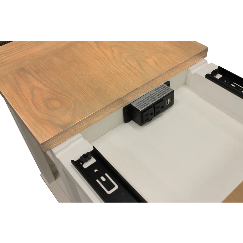 Americana Modern Cotton Lift Top Cocktail Table with 2 Chairside Tables