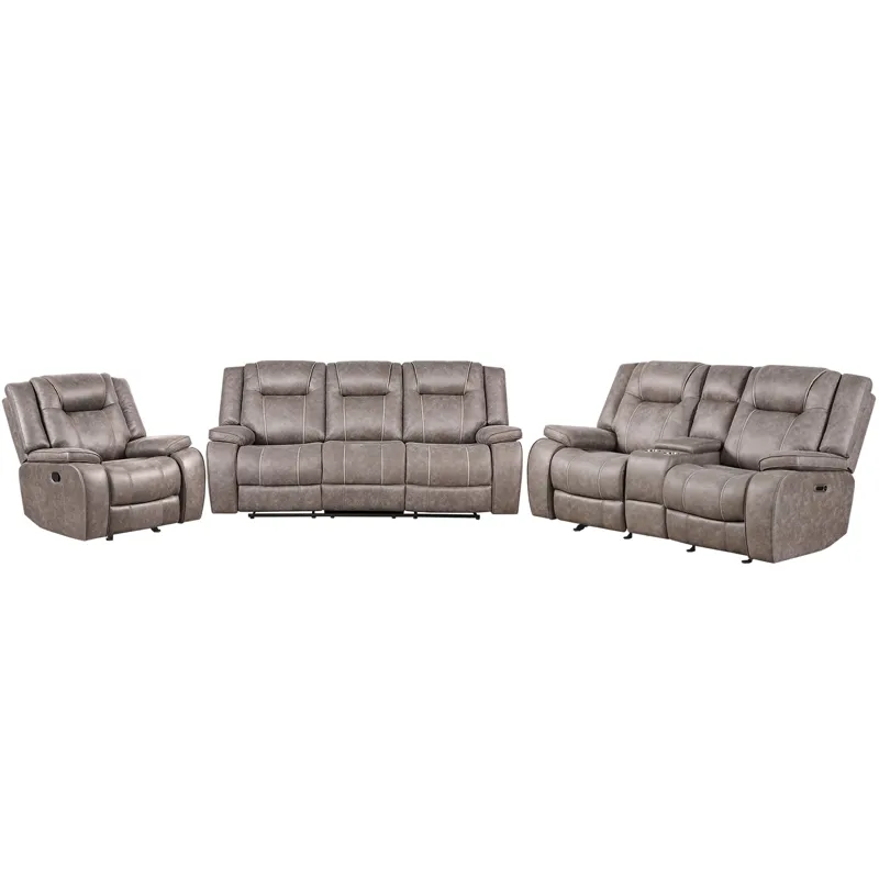 Blake Desert Taupe Manual Reclining Sofa Loveseat and Recliner
