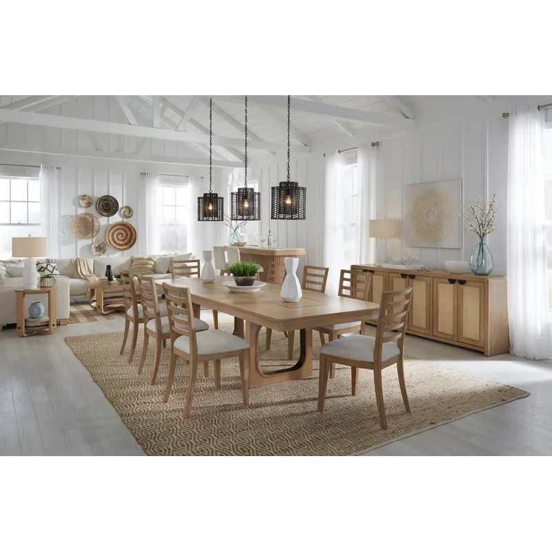 Escape Dining 84 Inch Rectangular Extendable Table with Console and 8 Ladderback Chairs