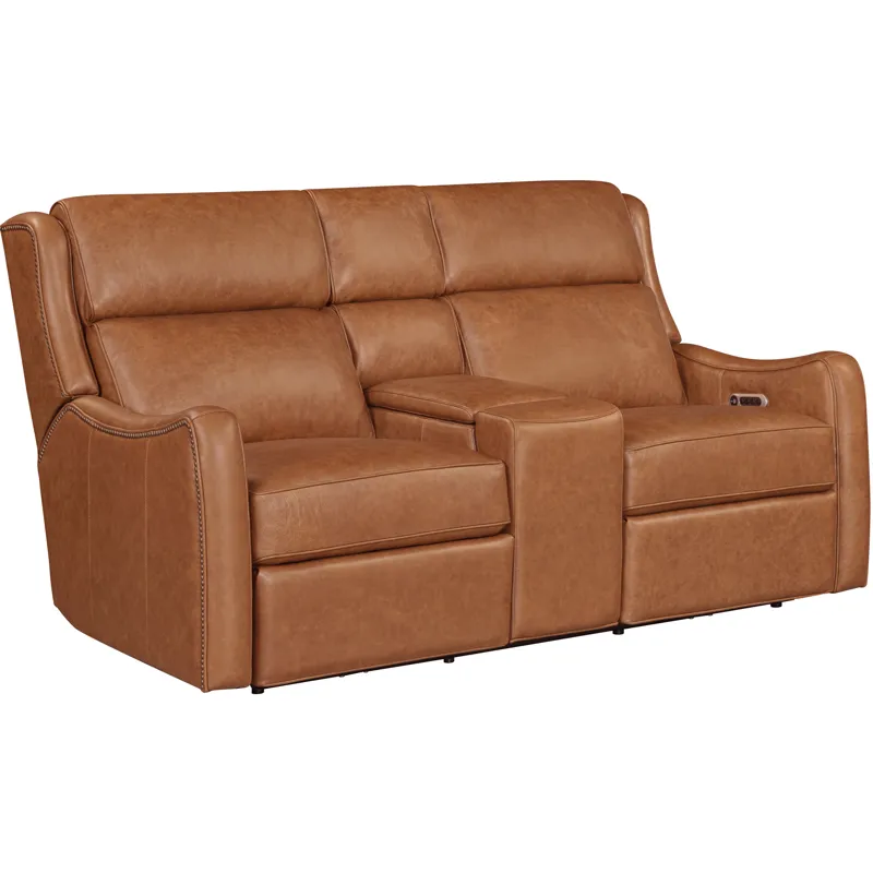 Channing Renaissance Cinnamon Power Zero Gravity Sofa and Tilt Console Loveseat
