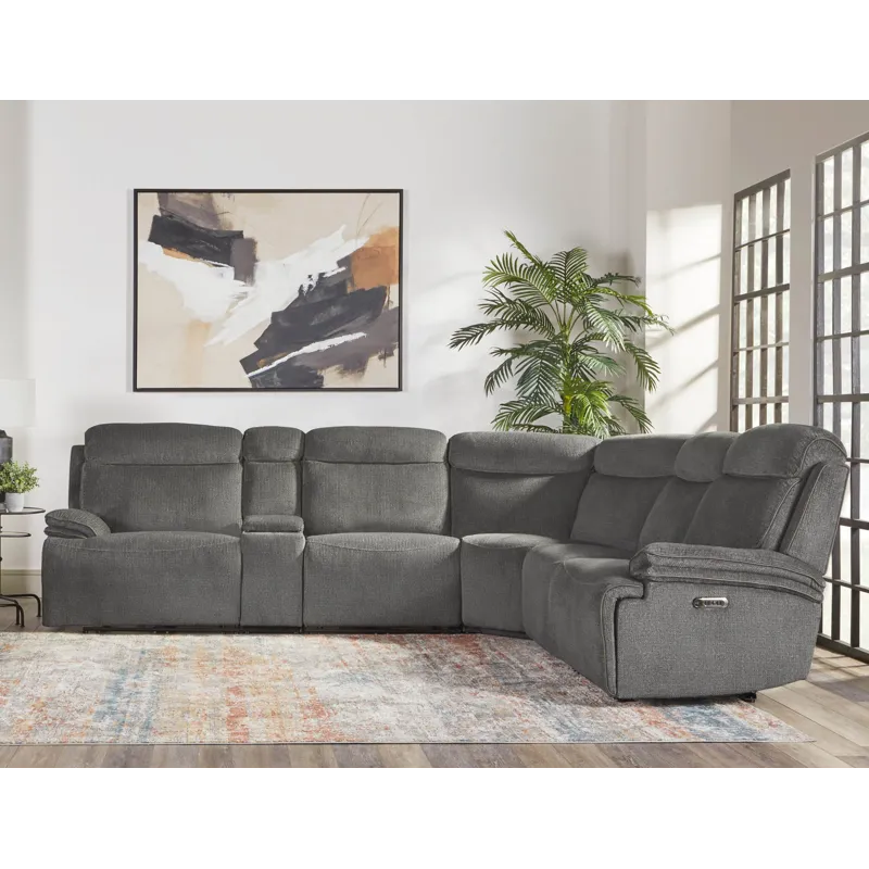 Alpine Airy Midnight 6 Piece Zero Gravity Power Reclining Sectional with Power Adjustable Headrests