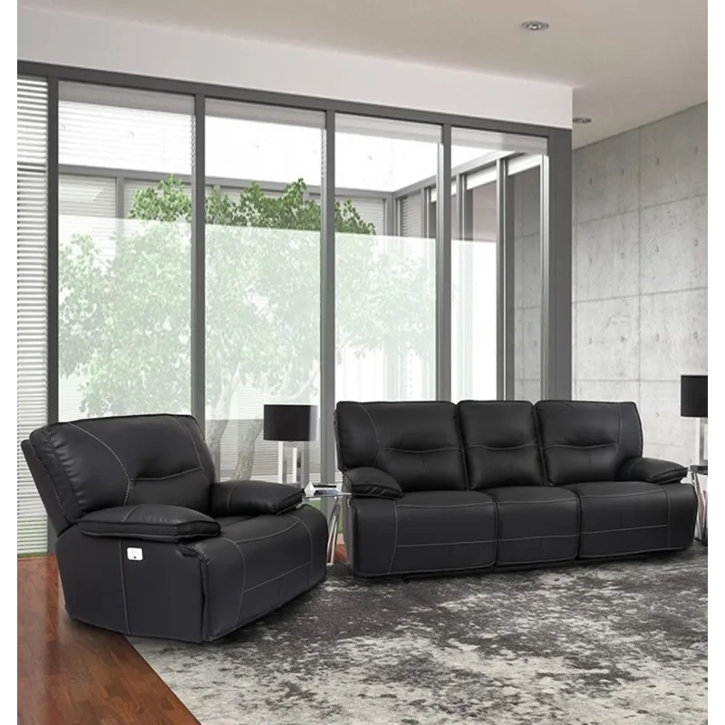 Spartacus Black Power Reclining Sofa and Recliner