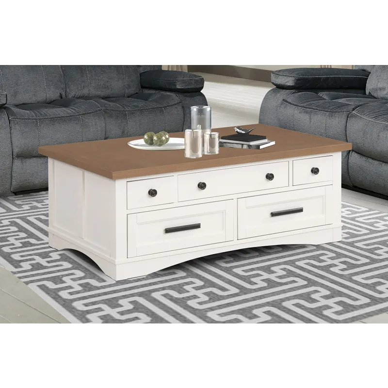 Americana Modern Cotton Lift Top Cocktail Table with 2 End Tables