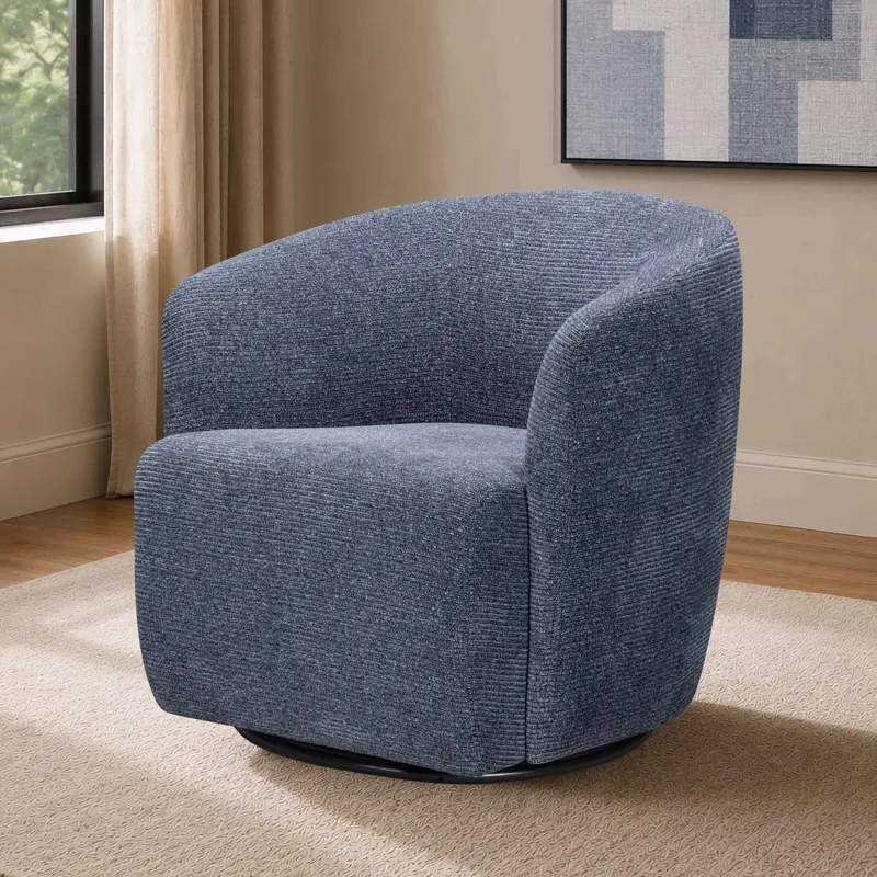 Mingle Thatch Blue Swivel Glider Accent Chair