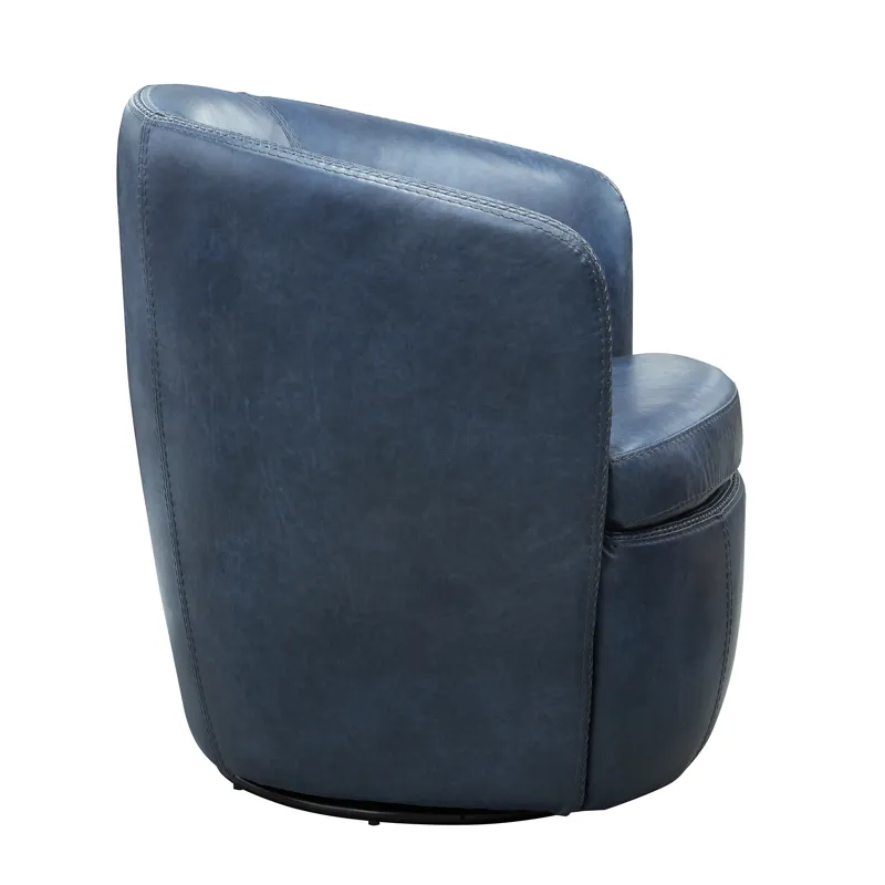 Barolo Vintage Navy 100% Italian Leather Swivel Club Chair Two Pack