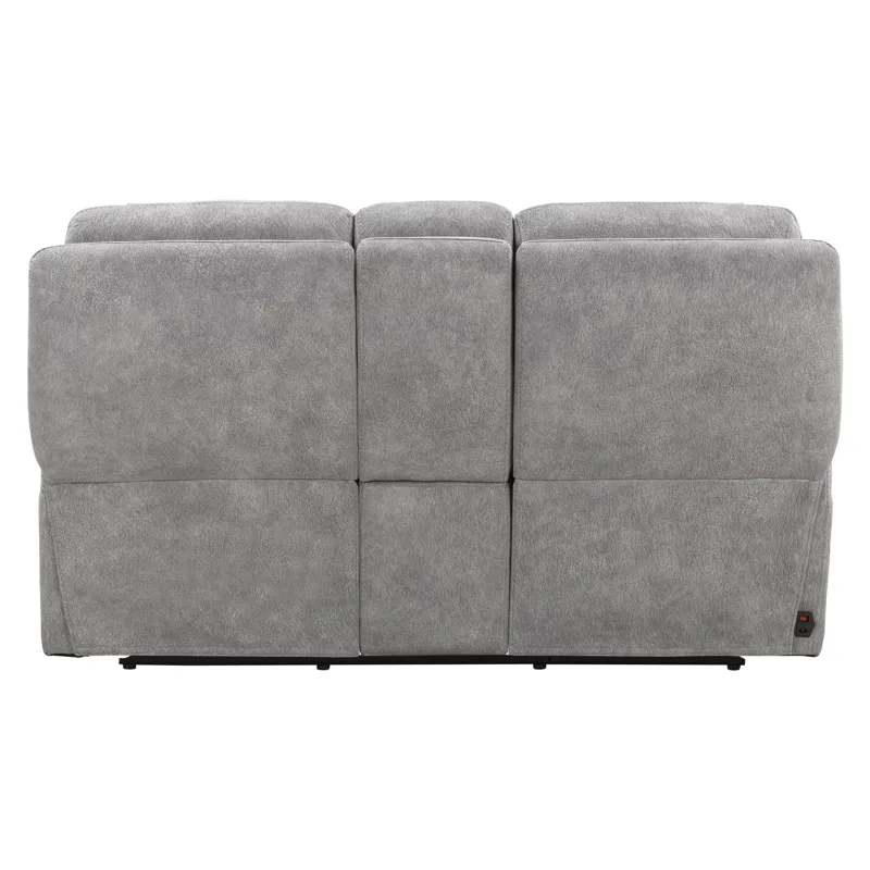 Linus Hudson Grey Power Reclining Sofa and Loveseat