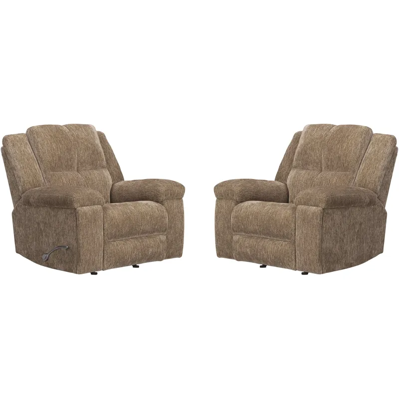 Bronco Plush Tobacco Manual Rocker Recliner Two Pack