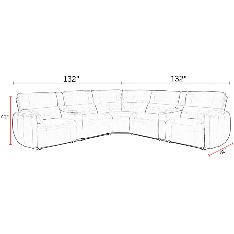 Modesto Sable 7 Piece Modular Power Reclining Sectional with Power Adjustable Headrests